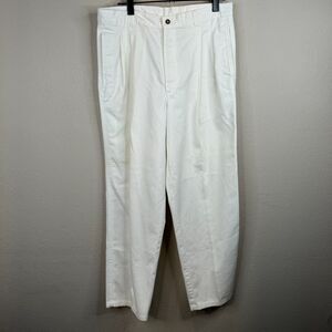 Flyers Men's High Rise‎ Straight Leg Ankle Pant Pleated White Size 36S